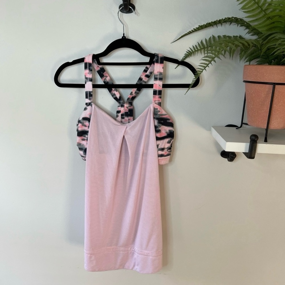 lululemon athletica Pink Tank Top with Black & Gray Camo Straps